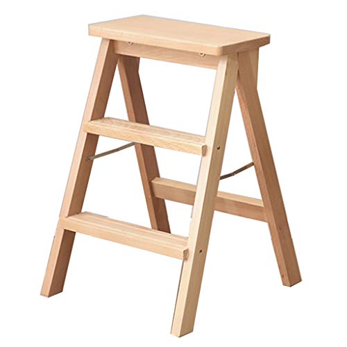 ZLL - Klappstufen Home Werkzeuge - Holztrittschemel 3 Schritt Folding Hocker für Kinder oder Erwachsene Multi-Use Leichten Treppenstuhl mit robustem und Wide Pedale, Haushalt & Küche Ladder Cover