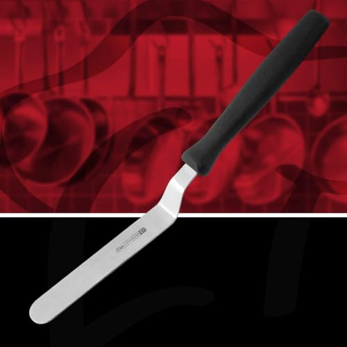 Foto von FMprofessional gewinkelt 22cm Konditorpalette, Polyethylene, schwarz 22.5x11.5x1.6 cm ,Schwarz / Silber