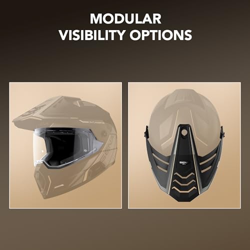 Image of Sena Outlander Dual Sport Bluetooth Smart Motorcycle Helmet with Sound by Harman Kardon, and Mesh and Wave Intercom Communication (Matte Black, XL)