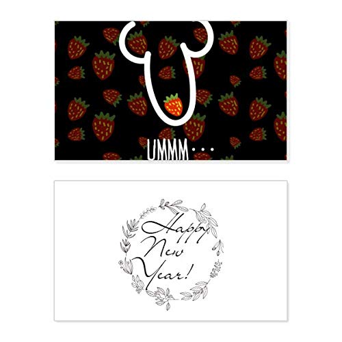 Tarjeta de felicitación de Año Nuevo UMMM con diseño conmemorativo de fresa