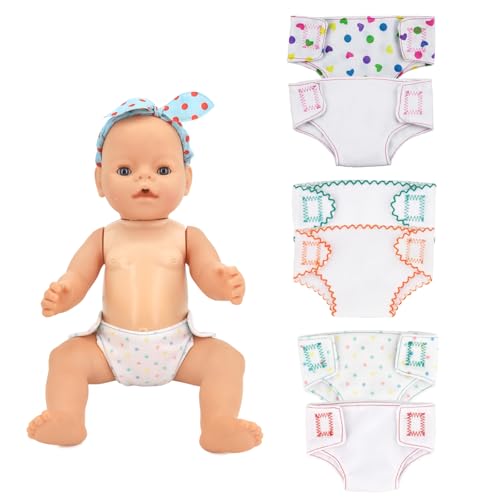 Neuytiky 6 Piezas Accesorios para Muñecas,Pañales para Muñecas,Pañales Autoadhesivos,Reutilizable,para Muñecas,Juguetes de rol para Niños