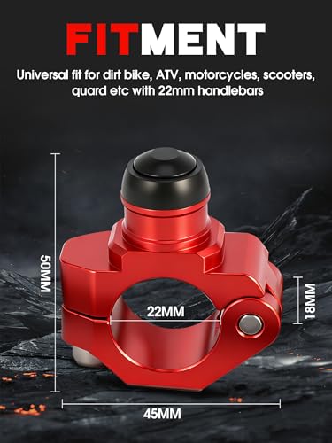 Image of JFG RACING Dirt Bike Engine Stop Start Kill Switch Button CNC with Clampable Mounting Backplate Universal for XR CRF 50 70 100 110 150 250 Dirt Pit Bike MX Motocross Supermoto Racing ATV Quad - Red