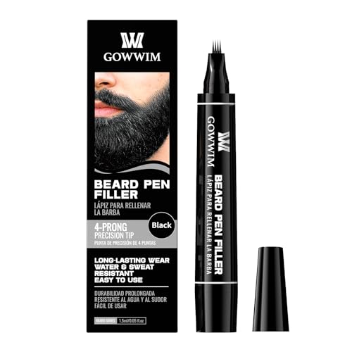 Gowwim Beard Pen Waterproof and Sweatproof Filler for Men Precisely Fills in Beard Gaps to Create a Thick and Lush Beard Effect Suitable for All Beards (Black)