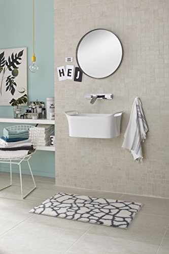 SCHÖNER WOHNEN Collektion Mauritius Bath Mat, Öko-Tex 100 Certified, Anthracite, Acrylic, Weiß, 60 x 60 cm