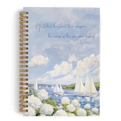 Carnet à spirale floral chrétien avec verset du Psaume pour journal de bord des femmes