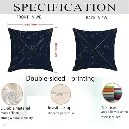 Housse de coussin imperméable 55x55 bleu géométrique double face - 5