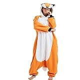AYJMA Männer Kigurumi Erwachsene Onsie Tier Pyjamas Weiche Cartoon Cosplay Kostüme Familie Overalls Halloween Pyjamas XL Fuchs Kigurumi