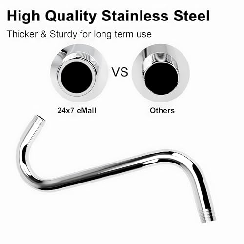 Image of 24x7 eMall High Rise Goose Neck Curve Shower Arm S-Bend To Elevate the Shower Higher, Silver Compatible With all Showers -30 cm x 17 cm