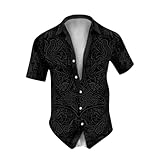 Munweiyu Wikinger Hemd Herren Nordische Mythologie Sommerhemd Viking Aufdruck Strandhemd Vintage Trachtenhemd Kurzarm Button Down Freizeithemd Traditioneller Knopfhemd Sommer Strandhemden