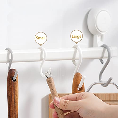 Mt.jun 6-Pack Secure & Quiet Plastic S Hooks, Flexible Neck For Easy Twist & Lock, Completely Rust-Free, Holds Up To 5 Lbs, White, Small (2.4 Inch) #TOP4