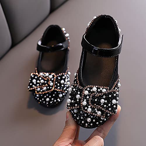 Mary Jane Shoes for Girls Kids Toddler Sequin Pearls Ballerina Flat with Strap Wedding Dance Party School Dress Shoes4