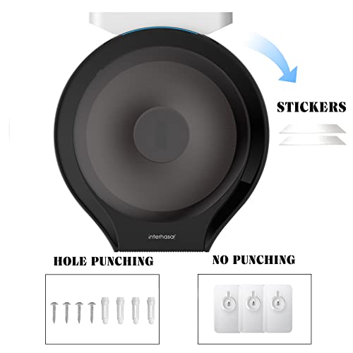 Interhasa! Toilet Paper Towel Dispenser Wall Mount, Jumbo Roll Toilet Paper Dispenser Key Lock Commercial Toilet Paper Holder With Shelf （Black） #TOP6