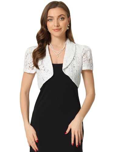 Allegra K Floral Lace Shrug for Women's Work Crop Cardigan Wedding Guest Elegant Bolero