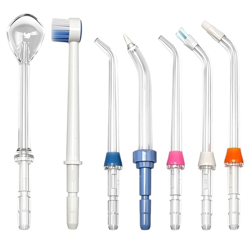 Juego 7 Boquillas para Irrigador Bucal Compatible con Waterpik WP-100/250/450/560/660/811/900/940/950, Puntas Repuesto Water Flosser ABS, Colores Familia