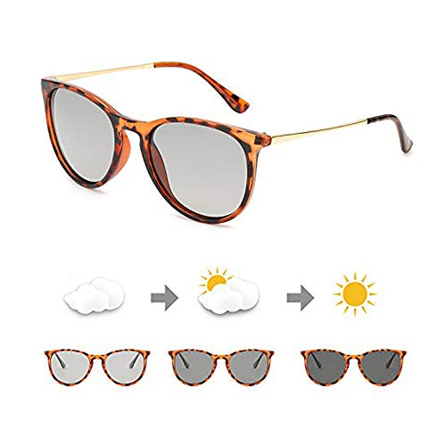 TosGad Gafas De Sol Fotocromaticas Unisex Polarizadas, Retra Redondo Ligero Marco 100% Protección UVA UVB