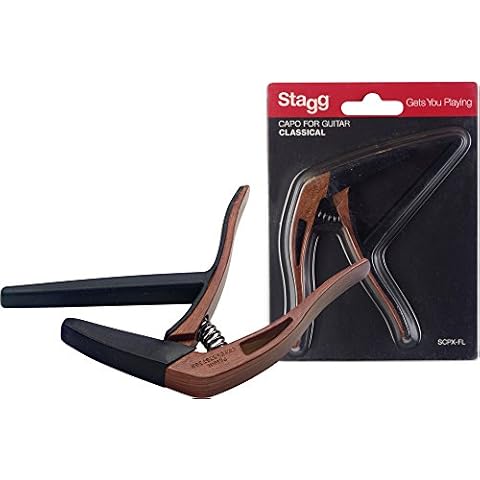 Stagg SCPX-FL DKWOOD Dark Wood Capo for Classical Guitar Cover