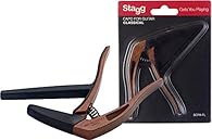 Classic professional quality quick release trigger type capo - Easy to move Flat - suitable for Classic Guitar Imitation dark wood finish Silicon rubber pads to hold strings firmly whilst protecting your guitar Spring loaded mechanism with easy grip
