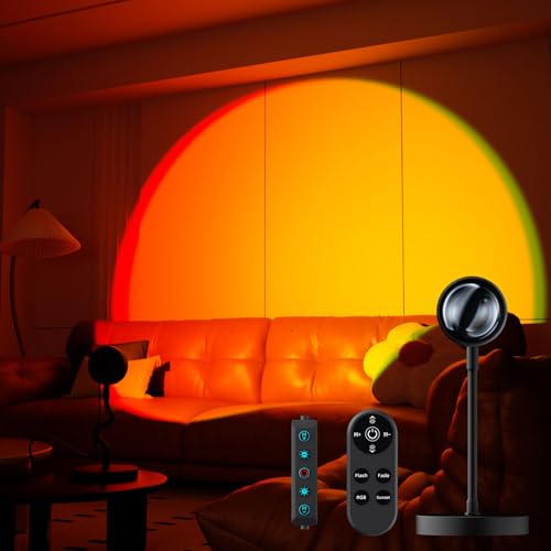 SEMRYICO Sunset Lamp Projector with Remote & Button Control – Multi-Color RGB