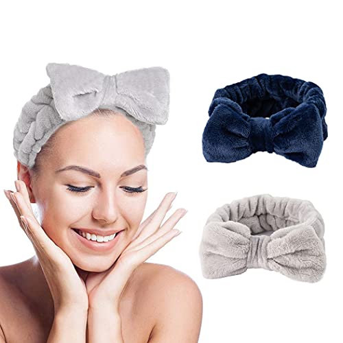 Avanlin Bow Make Up Headbands Washing Hair Band Face Head Band Elastic Cosmetic Head Wraps Spa Hairbands Shower Hair Accessories for Women and Girls