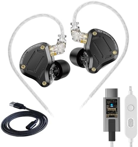 KZ Fones de ouvido ZS10 Pro 2 USB C com microfone lEM para jogos,...