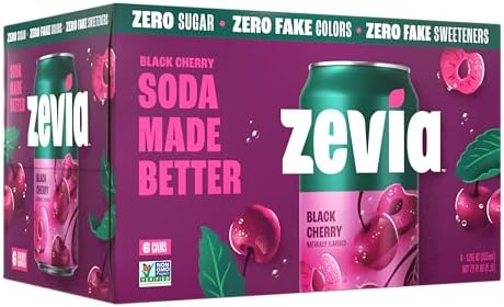 All Natural Soda, Black Cherry Zero, 12 Fl Oz (Pack of 6)
