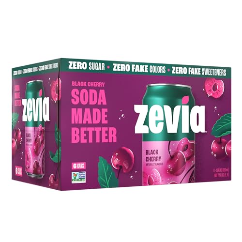 Zevia All Natural Soda, Black Cherry Zero, 12 Fl Oz (Pack of 6)