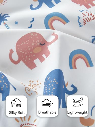 Image of TILLYOU Mini Crib Fitted Sheets - Soft Knit Sheet for Pack N Play, Microfiber Mini Crib Sheets, 38 x 24 Playpen Bedding Sheet for Baby 2 Pack, Machine Washable, Elephant Rainbow