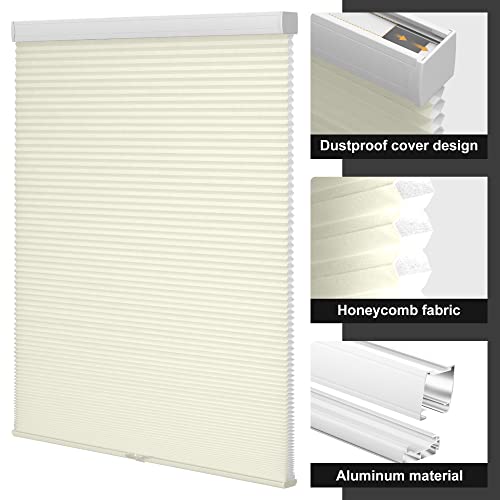 Light Filtering Cellular Shades Cordless Honeycomb Shades Berissa Aluminum Pull Down Honeycomb Blinds For Window,Beige, Custom Size #TOP2