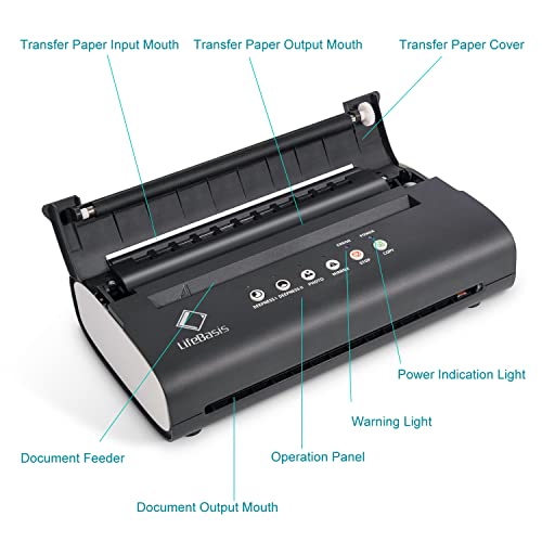 LifeBasis Tattoo Transfer Stencil Machine Thermal Copier Kit Tattoo Printer with 20pcs Tattoo Stencil Transfer Paper for Men Women, Upgraded Version MT200 - Thumbnail 6
