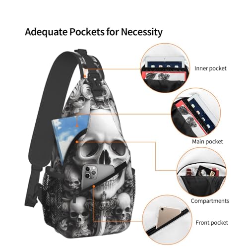Image of Crossbody Bag Gothic Skull Sling Bag Backpack Chest Bags Shoulder Bag for Women Men