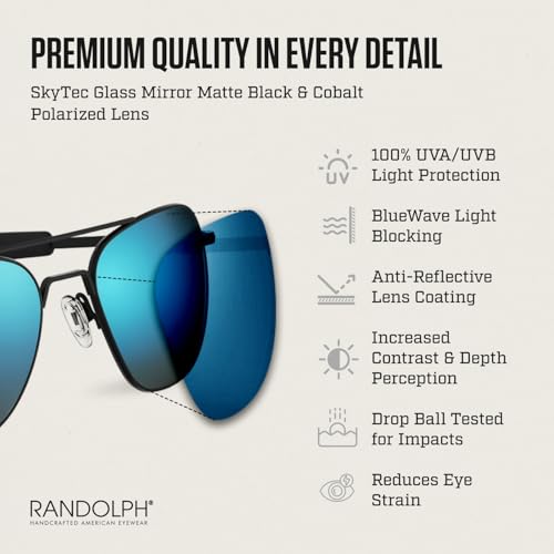 Image of Randolph Eyewear Classic Aviator Sunglasses for Men and Women - Aviator Glasses Non-Polarized and UV Protection Sunglasses