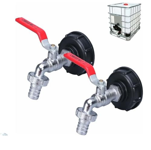 Lote de 2 adaptadores de depósito IBC, grifo de depósito 1000L, grifo tanque de rosca de 1/2', grifo recuperador de agua para recuperador