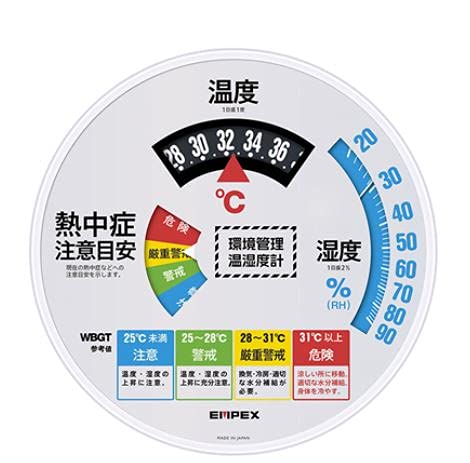熱中症の注意レベルを4段階で表示 EMPEX エンペックス気象計 環境管理温・湿度計 熱中症注意 防雨型 TM-2486W