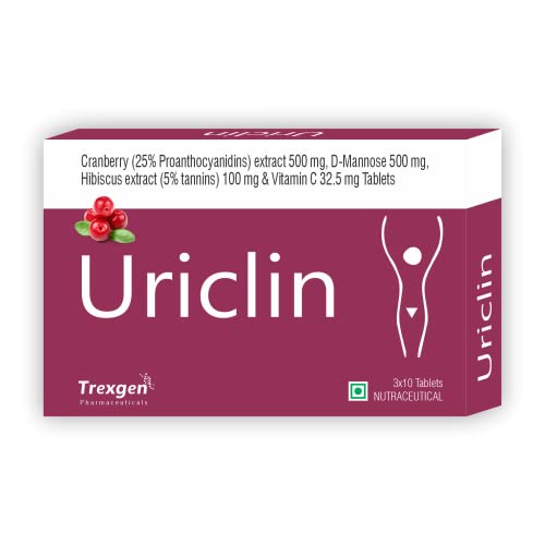 37% OFF on Trexgen URICLIN UTI Support Cranberry 25% Proanthocyanidine 500 mg, D-Mannose 500 mg, Hibiscus 100 mg & Vitamin C (30 Tablets) 37% OFF on Trexgen URICLIN UTI Support Cranberry 25% Proanthocyanidine 500 mg, D-Mannose 500 mg, Hibiscus 100 mg & Vitamin C (30 Tablets)
