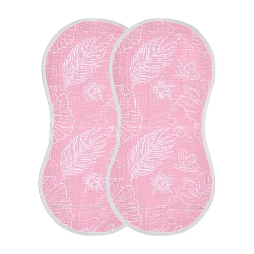 Flowers Butterflies Lines Pink Burp Cloths for Babies Burp Rag Cotton Spit Up Rag for Babies Infant Newborn