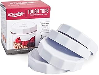 Masontops Tough Tops - Wide Mouth Mason Jar Lid - White - BPA-Free Plastic Screw Caps - Reusable Airtight Storage Covers