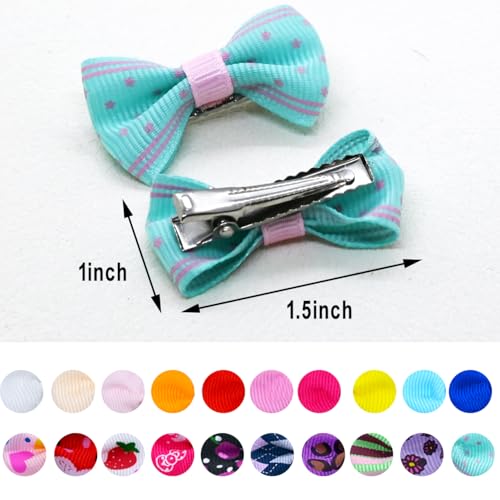 40PCS Dog Hair Bows with Clips 1.5Inch Girl Small Dog Apparel Accessories for Pet Puppy Cat Kitten Rabbit Hair Bows Clips