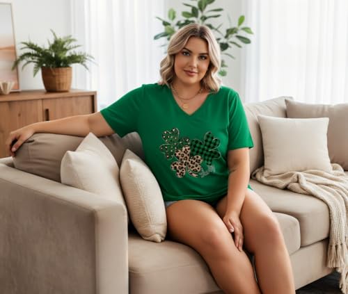 Image of ForHailey Women's Plus Size Short Sleeve Tee Shirt V Neck Basic Ladies Loose Fit T Shirt 1X-5X