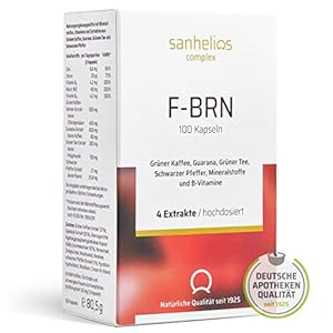 Sanhelios F-BRN Komplex Kapseln – Grüner Tee, Grüner Kaffee, Guarana, Schwarzer Pfeffer, Zink, Vitamin-B, Mineralstoffe – Deutsches Apothekenprodukt – Vegan, 100 Stück