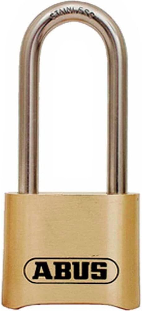 ABUS 180/50 Solid Brass Combination Padlock, Long Stainless Steel Shackle (2-1/2")