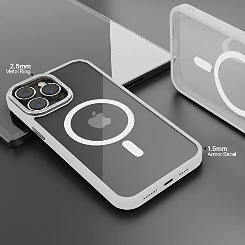 Image of eller sante Clear Armor MagPro for iPhone 14 Pro Case Cover, Shockproof, Scratch Resistant, Slim, Thin, Military-Grade Metal Ring Camera Protection, Compatible with MagSafe Back Cover - White