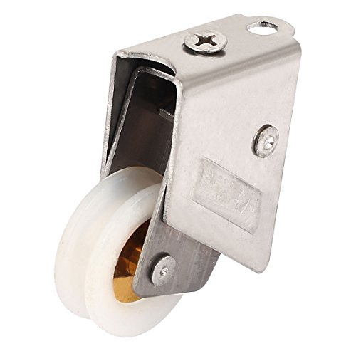 Aexit 30mm Dia Cabinet Hardware Double Nylon Roller Stainless Steel Bracket Sliding Door Window Drawer Slides Pulley Wheel