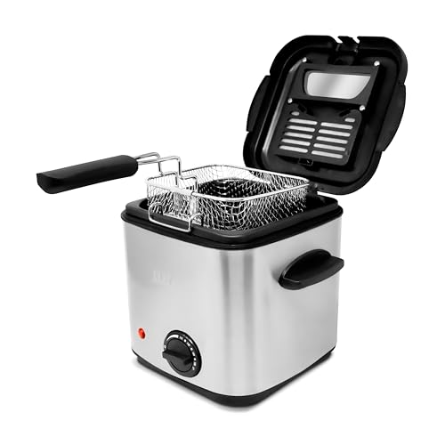 Listado de Freidora Walmart más recomendados. 46 RCA Freidora de Aceite 1.5 L, RC-DF2, 800 W, Acero Inoxidable con Canastilla, Temperatura Ajustable para Dorado Parejo, Ideal para Papas, Pollo, Nuggets y Mariscos en Casa.