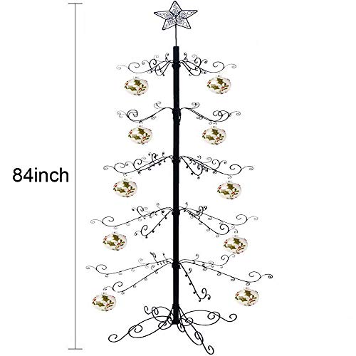 HOHIYA Metal Christmas Tree Wrought Iron 84 inch Ornament Display Stand (Black)