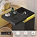 ADORNEVE Black Night Stand Set of 2,Tall Nightstand with Charging Station & LED Light & Sliding Top,Bedside Table with Drawers,Modern Bed Side Tables Bedroom