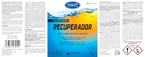 Miniatura 2 de Tamar Cloro Recuperador Para Piscinas En Grano, Recupera Piscina Verde, Desinfectante, Clarificante, Alguicida, Disolucion Rapido, Granulado, Efecto Choque 1 Kilo.