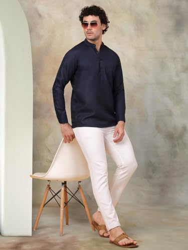 Image of Jompers Men's Cotton Regular Fit Solid Short Kurta