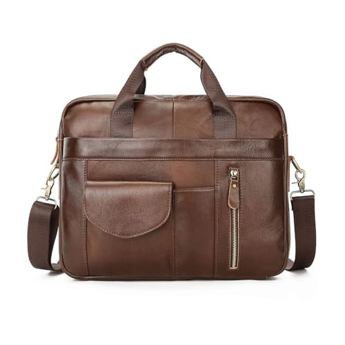 FANDARE Sac à Main Business Porte-Document Homme Sacoche Femme Cuir Véritable Cartable Sacoche Ordinateur Portable Mallette Affaires Sac Bandoulière pour...