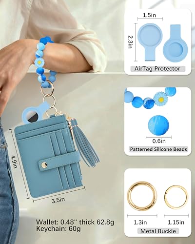 Image of Wristlet Wallet for Women, Keychain Wallet with AirTag Holder