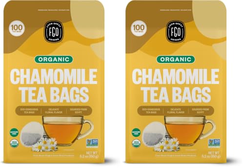 FGO Organic Chamomile Tea, 100 Count, Eco-Conscious Tea Bags, Resealable Bag, Packaging May Vary (Pack of 2)